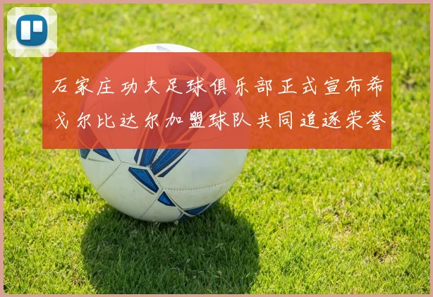 石家庄功夫足球俱乐部正式宣布希戈尔比达尔加盟球队共同追逐荣誉